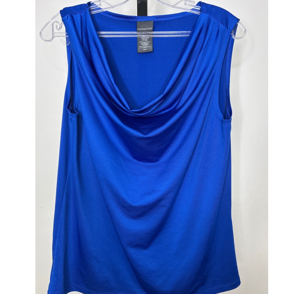 Covington Royal Blue Cowl Neck‎ Sleeveless Top M Medium Polyester Blend women